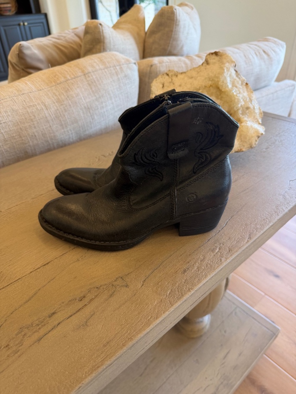 Born Riven Stitched Quality Black Leather Western Cowboy Boots Rodeo Booties 8
